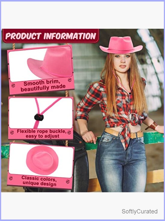 12 Pack Plastic Felt Cowboy Hats for Party Decor main image 4